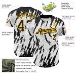 Custom 3D Pattern Baseball Jersey - Personalized Black Gold Design with Name & Number, Sharp Shape Authentic Team Apparel