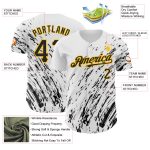 Custom Name and Number Baseball Jersey - Personalized 3D Black Gold Pattern Splash Design White Authentic Team Apparel Personalized