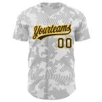 Customizable Baseball Jersey with 3D Black Gold Curve Lines, Personalized with Name and Number, Authentic Design. Personalized