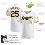 Personalized Authentic Baseball Jersey in White Black-Gold Color Personalized White Black-Gold Authentic Baseball Jersey