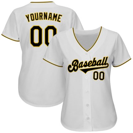 Customizable Black Gold Authentic Baseball Jersey with Personalized Name and Number - Team Apparel Personalized White Black-Gold