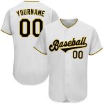 Customizable Black Gold Authentic Baseball Jersey with Personalized Name and Number - Team Apparel Personalized White Black-Gold