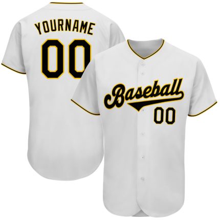 Customizable Black Gold Authentic Baseball Jersey with Personalized Name and Number - Team Apparel Personalized White Black-Gold