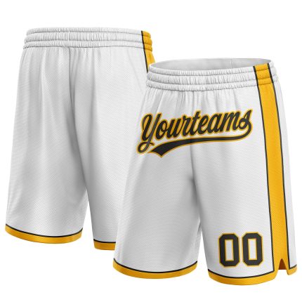 Custom Name and Number Black-Gold Basketball Shorts - Personalized Authentic Team Apparel Personalized White Black-Gold Authentic