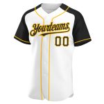 Custom Name and Number Personalized Baseball Jersey, Black-Gold White Authentic Raglan Sleeves Personalized White Black-Gold