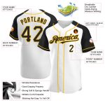 Custom Name and Number Personalized Baseball Jersey, Black-Gold White Authentic Raglan Sleeves Personalized White Black-Gold