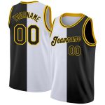 Customizable Basketball Jersey - Personalized Black Gold Split Design with Team Name & Number - Authentic Fashion Gear Personalized
