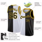 Customizable Basketball Jersey - Personalized Black Gold Split Design with Team Name & Number - Authentic Fashion Gear Personalized