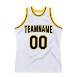 Personalized Black Gold Basketball Jersey Custom Team Name Number Authentic Throwback Personalized White Black-Gold Authentic