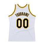 Personalized Black Gold Basketball Jersey Custom Team Name Number Authentic Throwback Personalized White Black-Gold Authentic