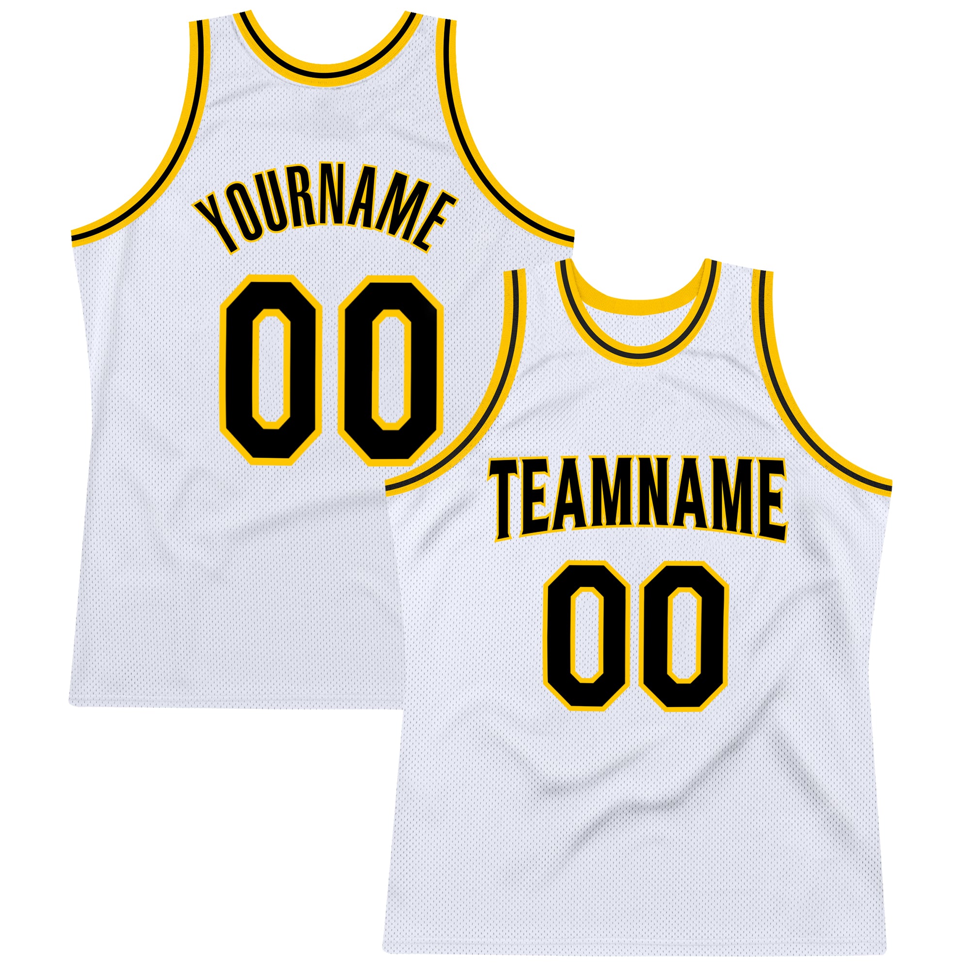 Personalized Black Gold Basketball Jersey Custom Team Name Number Authentic Throwback Personalized White Black-Gold Authentic