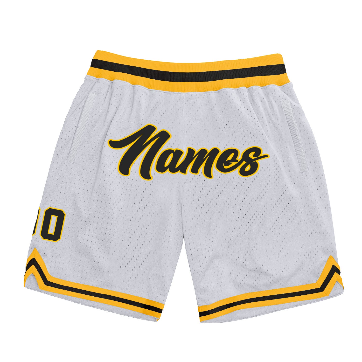 Custom Name Number Black Gold White Throwback Basketball Shorts Authentic Team Apparel Personalized White Black-Gold Authentic