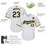 Custom Name & Number Authentic Throwback Baseball Jersey Shirt - Personalized Black Gold Rib-Knit Style Personalized White