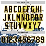 Custom Name & Number Bomber Jacket - White Black-Gold Heron Wave 3D Pattern Varsity Letterman Design Personalized White Black-Gold