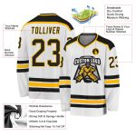 Personalized Hockey Jersey in White and Black-Gold - Custom Team Apparel Personalized White Black-Gold Hockey Jersey