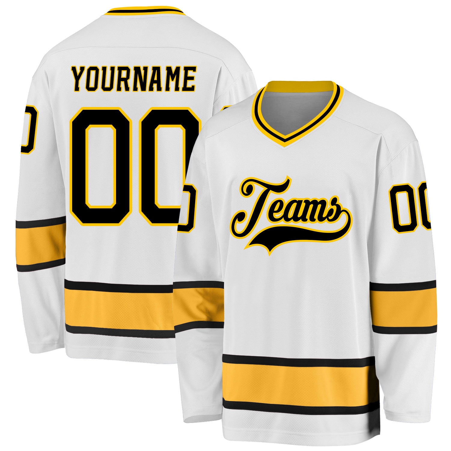 Custom Name and Number Personalized Black Gold Hockey Jersey for Team Personalized White Black-Gold Hockey Jersey Team Custom