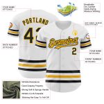 Custom Name & Number Baseball Jersey - Personalized Authentic Black-Gold Line Design in White Personalized White Black-Gold