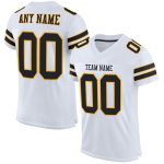 Personalized Authentic Football Jersey Black Gold White Mesh Design Personalized White Black-Gold Mesh Authentic Football