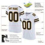 Personalized Authentic Football Jersey Black Gold White Mesh Design Personalized White Black-Gold Mesh Authentic Football