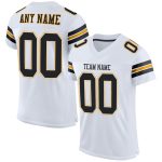 Custom Personalized Authentic Football Jersey with Black-Gold Mesh - Team Name & Number Personalized White Black-Gold Mesh