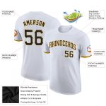 Custom Team Name and Number Performance T-Shirt in Black and Gold - Personalized White T-Shirt Personalized White Black-Gold