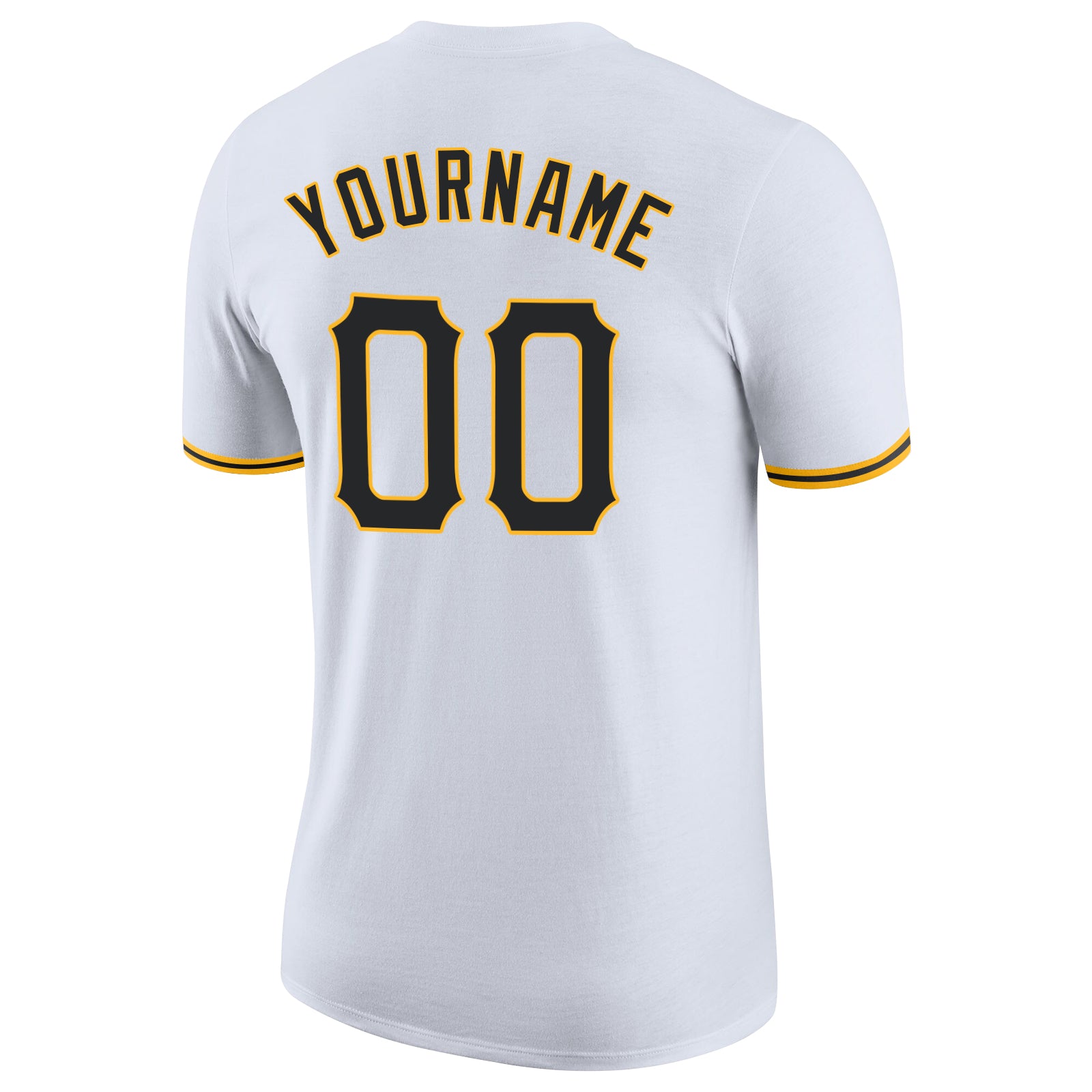 Personalized White Black-Gold Performance T-Shirt Team Custom Name and Number Custom Team Name and Number Performance T-Shirt in Black and Gold - Personalized White T-Shirt Personalized White Black-Gold - Image 6