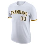 Custom Team Name and Number Performance T-Shirt in Black and Gold - Personalized White T-Shirt Personalized White Black-Gold