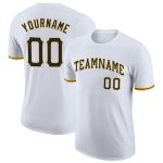 Custom Team Name and Number Performance T-Shirt in Black and Gold - Personalized White T-Shirt Personalized White Black-Gold