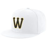 Custom Personalized Snapback Hat with Name and Number - White Black-Gold Stitched Adjustable Team Cap Personalized White