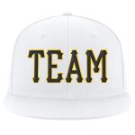 Custom Personalized Snapback Hat with Name and Number - White Black-Gold Stitched Adjustable Team Cap Personalized White