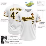 Personalized Softball Jersey Unisex White Black Gold Two-Button Design Personalized White Black-Gold Two-Button Unisex Softball