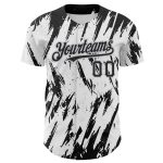 Custom Name and Number Authentic Baseball Jersey - 3D Pattern Design in White, Black, and Gray with Abstract Sharp Shapes