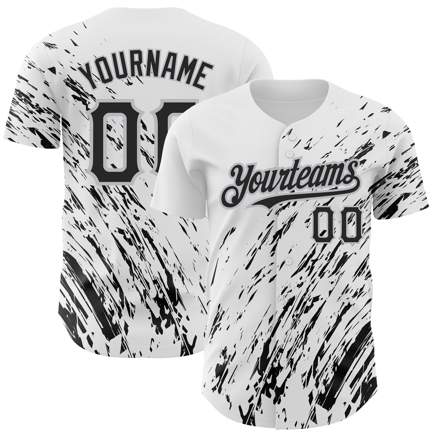 Custom Name Number Baseball Jersey Abstract 3D Pattern Design White Black Gray Authentic Team Apparel Personalized White
