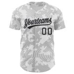 Custom Name Number Personalized Baseball Jersey 3D Pattern Design in Black Gray Curved Lines Authentic Team Apparel Personalized