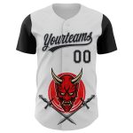 Custom 3D Pattern Halloween Skull Baseball Jersey - Personalized Black Gray Team Name & Number Personalized White Black-Gray