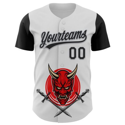 Custom 3D Pattern Halloween Skull Baseball Jersey - Personalized Black Gray Team Name & Number Personalized White Black-Gray