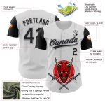 Custom 3D Pattern Halloween Skull Baseball Jersey - Personalized Black Gray Team Name & Number Personalized White Black-Gray