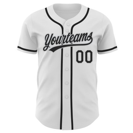 Personalized Authentic Baseball Jersey - White Black Gray Design Personalized White Black-Gray Authentic Baseball Jersey