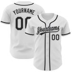 Personalized Authentic Baseball Jersey - White Black Gray Design Personalized White Black-Gray Authentic Baseball Jersey
