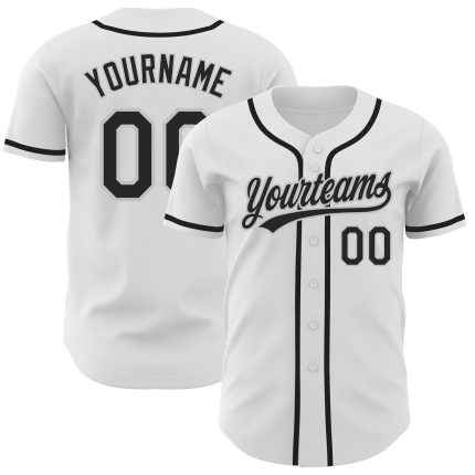 Personalized Authentic Baseball Jersey - White Black Gray Design Personalized White Black-Gray Authentic Baseball Jersey