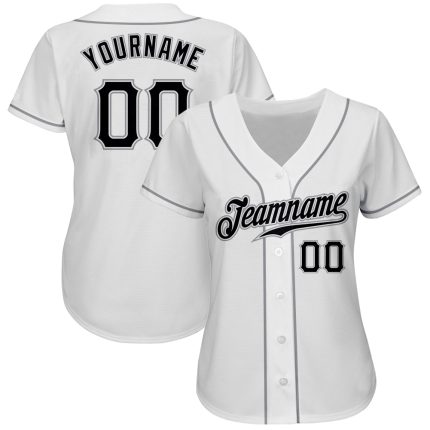 Custom Name and Number Authentic Baseball Jersey - Personalized White Black-Gray Team Jersey Personalized White Black-Gray