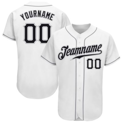Custom Name and Number Authentic Baseball Jersey - Personalized White Black-Gray Team Jersey Personalized White Black-Gray