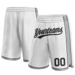 Custom white, black and gray basketball shorts