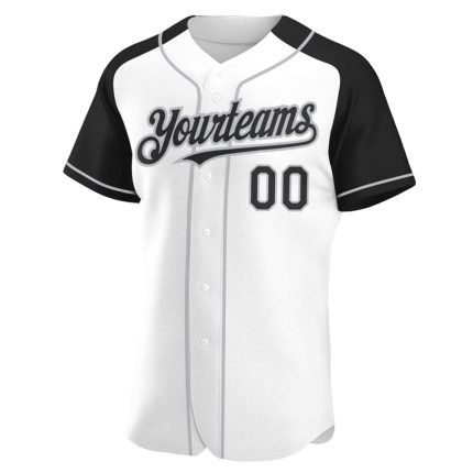 Custom Name Number Baseball Jersey - Personalized Authentic White Black-Gray Raglan Sleeves Personalized White Black-Gray