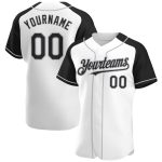 Custom Name Number Baseball Jersey - Personalized Authentic White Black-Gray Raglan Sleeves Personalized White Black-Gray