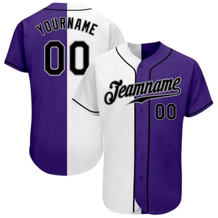 Custom Name and Number Personalized Fashion Baseball Jersey - Black Gray Authentic Split Design Personalized White Black-Gray