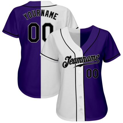 Custom Name and Number Personalized Fashion Baseball Jersey - Black Gray Authentic Split Design Personalized White Black-Gray