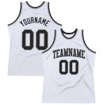 Personalized Authentic Black Gray White Basketball Jersey - Throwback Style Personalized White Black-Gray Authentic Throwback