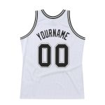 Custom Authentic Basketball Jersey with Personalized Name and Number - White Black Gray Throwback Style Personalized White
