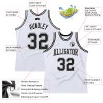 Custom Authentic Basketball Jersey with Personalized Name and Number - White Black Gray Throwback Style Personalized White